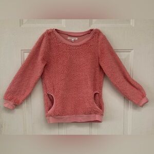 💕🧸💕Tahari Soft pink/orange Crew Neck Fuzzy  Sweater with Pockets